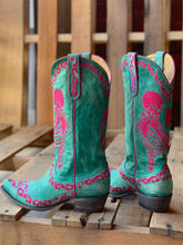 The Bone Skeleton Embroidered Snip Toe Wide Mid-Calf Western Boots